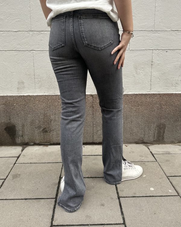 Grå Högmidjade Jeans med Hål - Bild 3